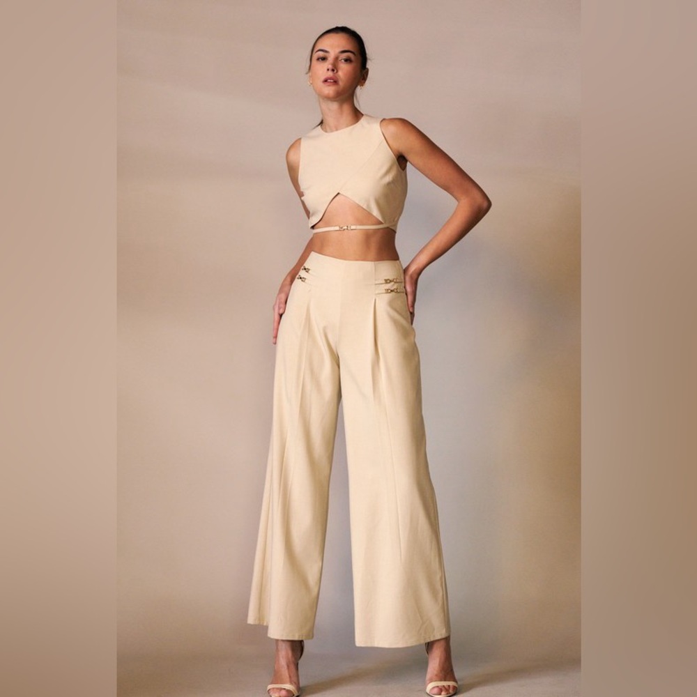 23. Crop Top and Pant Set in Beige